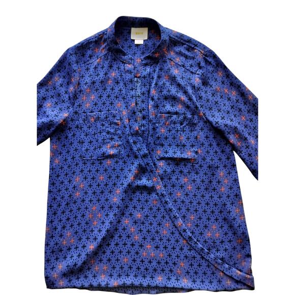 Maeve by Anthropologie Women's Blue Printed Eva Cobalt Wrap Blouse Top Size 6 - Picture 3 of 11